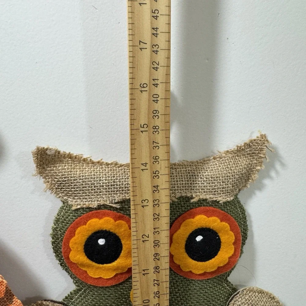 Fall Owl Fox Burlap Hanging Decor Thanksgiving Harvest Autumn Plush Set Of 3 24